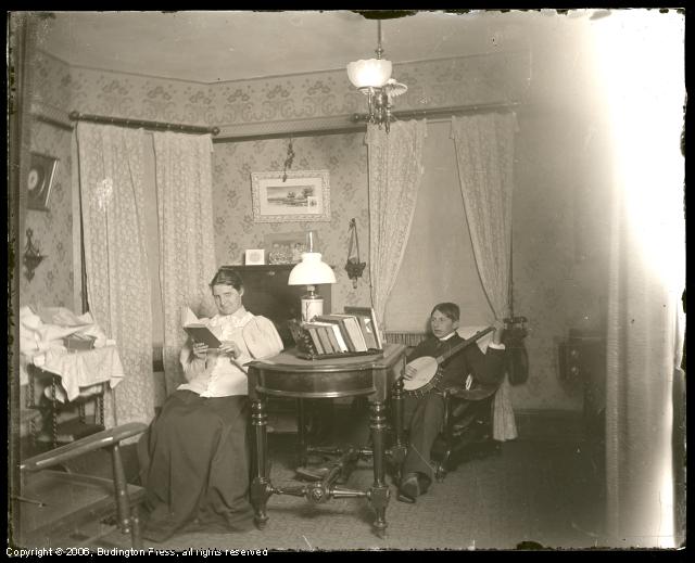 Banjo in Parlor, 1890s